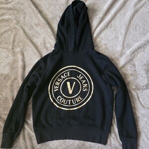 Versace Jeans Couture Black Hoodie with Gold Logo‎ 100% Authentic